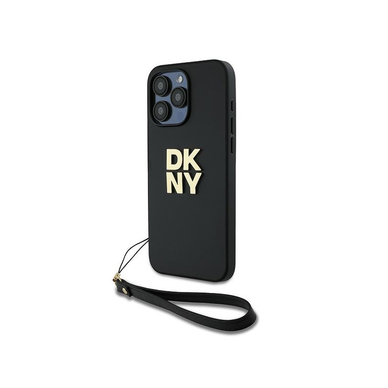 Kryt DKNY WRIST STRAP STOCK LOGO pro iPhone 15 Pro Max - černý