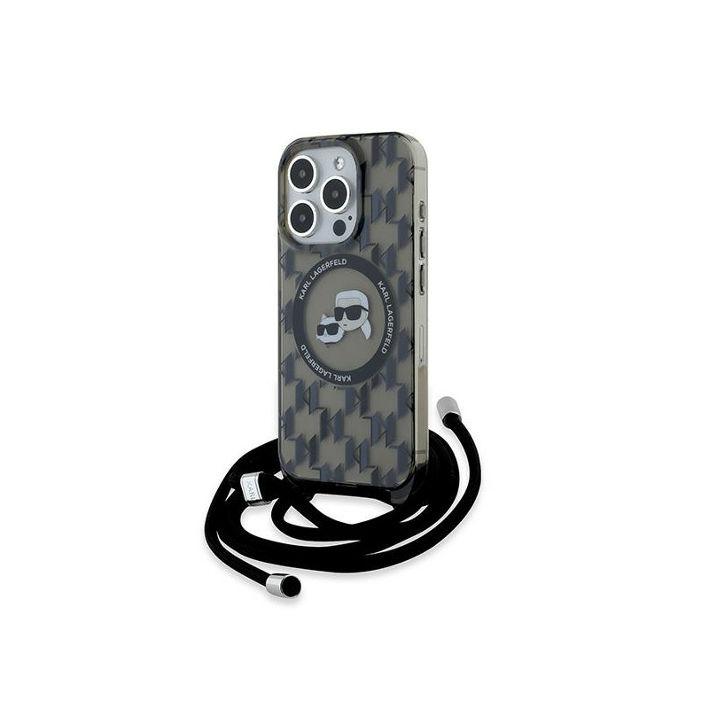 Pouzdro Karl Lagerfeld IML Crossbody Monogram Karl & Choupette pro iPhone 15 Pro - černé