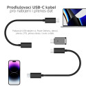 MICROCONNECT Prodlužovací kabel (samec-samice) USB-C 3.1, PD až 60W, 1,5m, černý