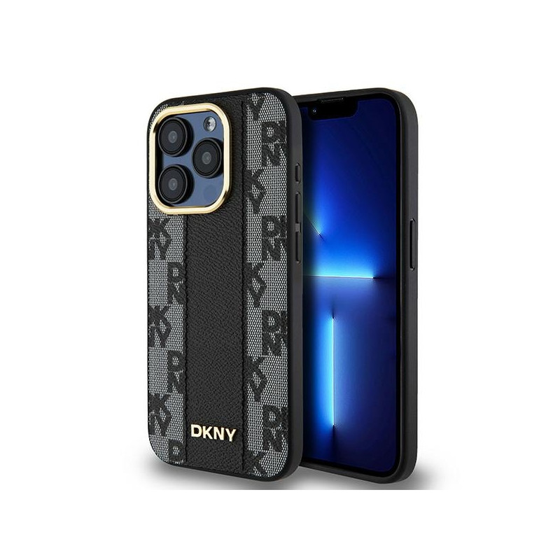 Kryt DKNY DKNY Leather Checkered Mono Pattern pro iPhone 15 Pro Max - černý