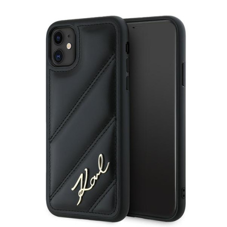 Pouzdro Karl Lagerfeld DIAGONAL QUILTED SCRIPT iPhone 11/ XR - black