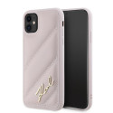 Pouzdro Karl Lagerfeld Diagonal Quilted Script iPhone 11 / XR - pink