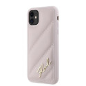 Pouzdro Karl Lagerfeld Diagonal Quilted Script iPhone 11 / XR - pink