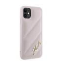Pouzdro Karl Lagerfeld Diagonal Quilted Script iPhone 11 / XR - pink