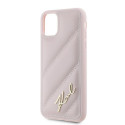 Pouzdro Karl Lagerfeld Diagonal Quilted Script iPhone 11 / XR - pink