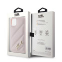 Pouzdro Karl Lagerfeld Diagonal Quilted Script iPhone 11 / XR - pink