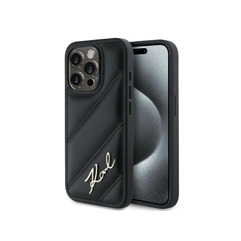 Kryt Karl Lagerfeld Diagonal Quilted Script pro iPhone 13 Pro Max - black