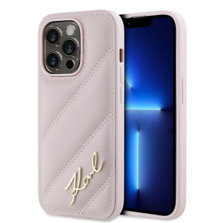 Pouzdro Karl Lagerfeld DIAGONAL QUILTED SCRIPT pro iPhone 14 Pro - rů