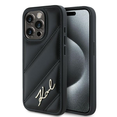 Pouzdro Karl Lagerfeld Diagonal Quilted Script pro iPhone - černé