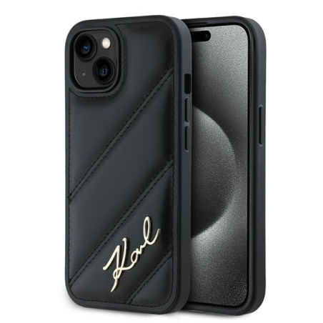 Kryt Karl Lagerfeld DIAGONAL QUILTED SCRIPT pro iPhone 15/14/13 - čer