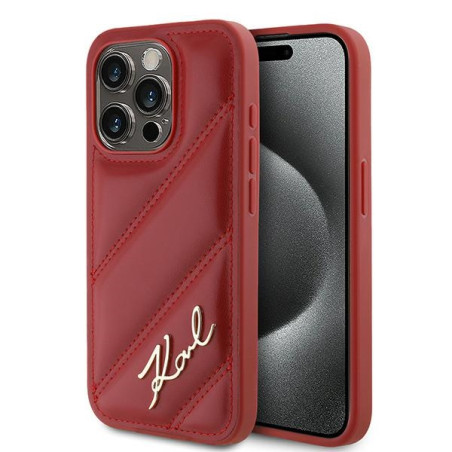 Kryt Karl Lagerfeld DIAGONAL QUILTED SCRIPT iPhone 15 Pro Max - červe