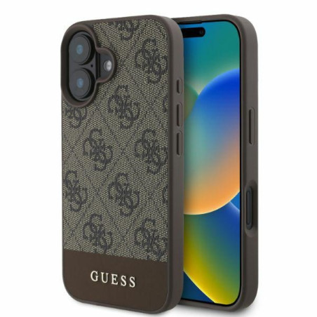Kryt Guess 4G Bottom Stripe iPhone 16 - hnědý
