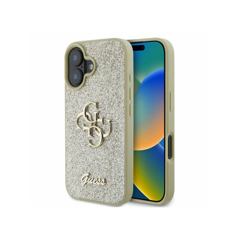 Kryt Guess FIXED GLITTER BIG 4G pro iPhone 16 - zlatá