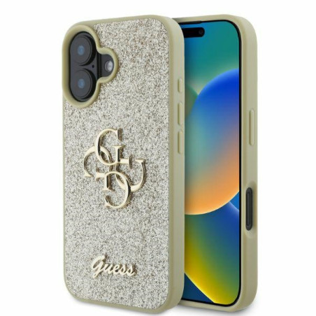 Kryt Guess FIXED GLITTER BIG 4G pro iPhone 16 - zlatá