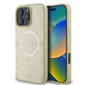 Kryt GUESS SAFFIANO PEONY pro iPhone 16 Pro - zlatá