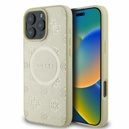 Kryt GUESS SAFFIANO PEONY pro iPhone 16 Pro - zlatá