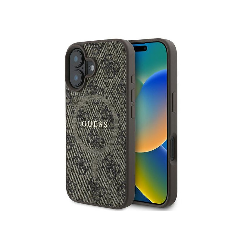 Pouzdro Guess 4G RING CLASSIC pro iPhone 16 Plus - hnědá