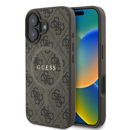 Pouzdro Guess 4G RING CLASSIC iPhone 16 Plus – hnědá