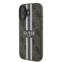 Kryt Guess 4G PRINTED STRIPES pro iPhone 16 Plus - hnědý