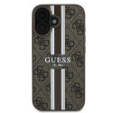 Kryt Guess 4G PRINTED STRIPES pro iPhone 16 Plus - hnědý