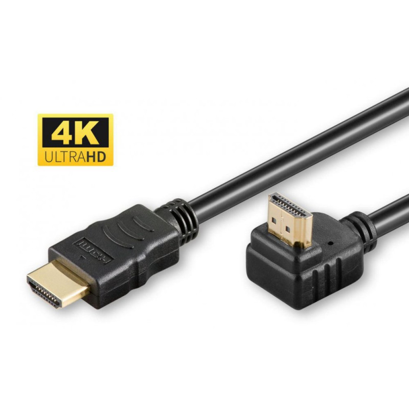 MICROCONNECT Úhlový HDMI/HDMI 1.4 Kabel s podporou 4K/30Hz, 1,5m, černý