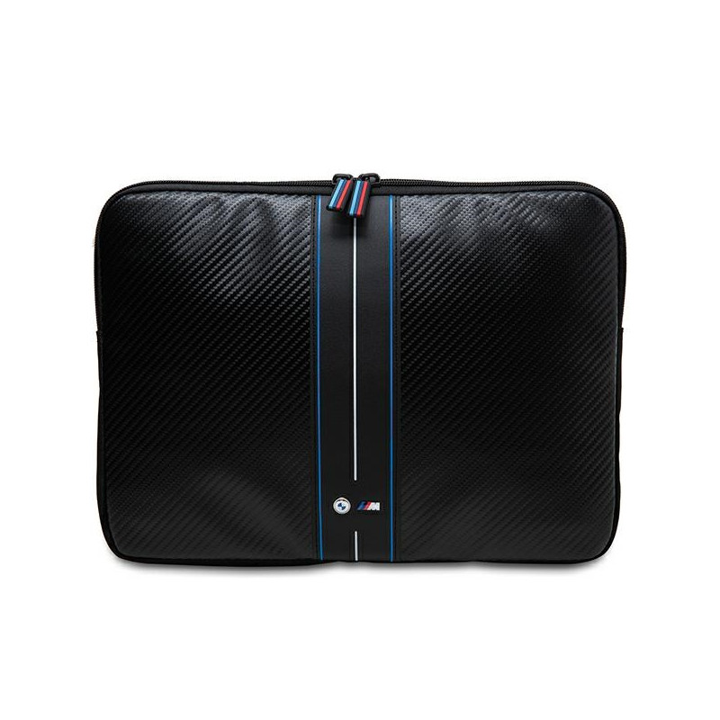 BMW Carbon & Blue Stripe pouzdro na notebook 14" – černé