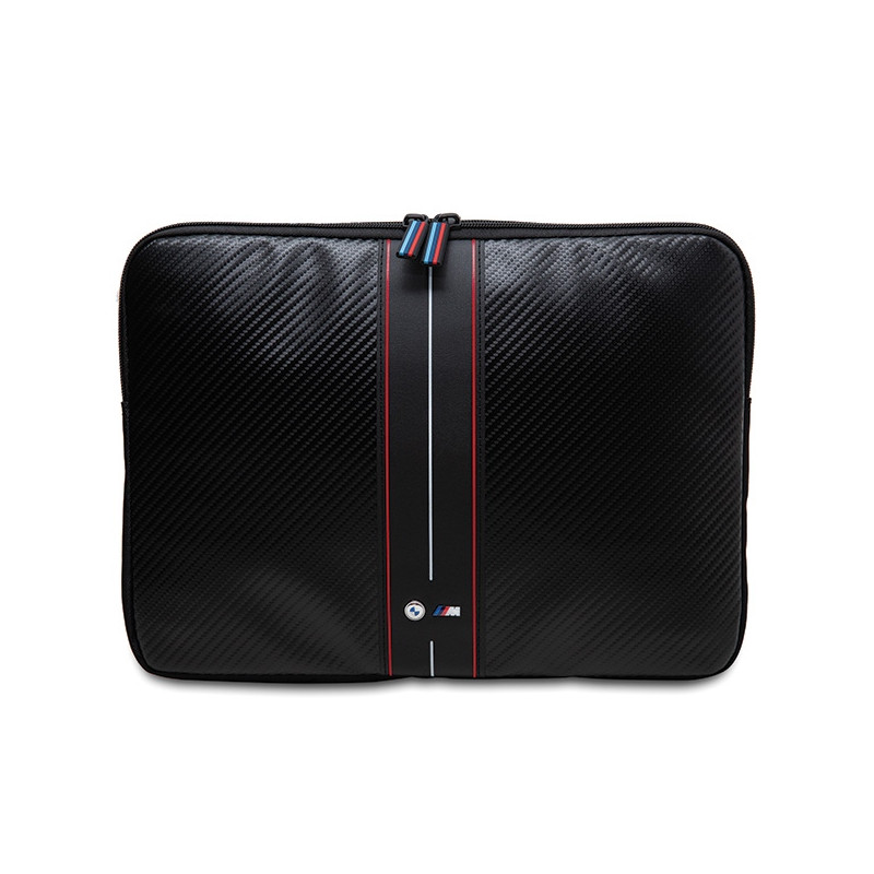BMW Carbon & Red Stripe pouzdro na notebook 14" – černé