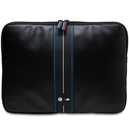 BMW Carbon & Blue Stripe pouzdro na notebook 16" – černé