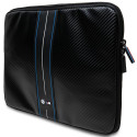 BMW Carbon & Blue Stripe pouzdro na notebook 16" – černé