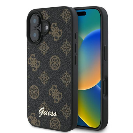 Kryt Guess PEONY SCRIPT MagSafe iPhone 16 Plus - černý