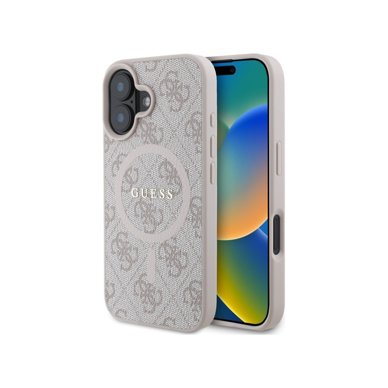 Kryt Guess 4G RING CLASSIC Logo MagSafe pro iPhone 16 - růžová