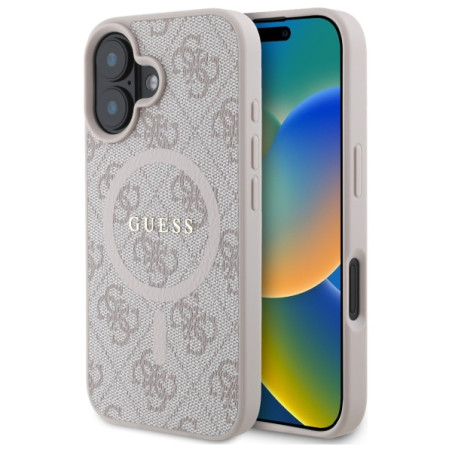 Kryt Guess 4G RING CLASSIC MagSafe pro iPhone 16 - růžový