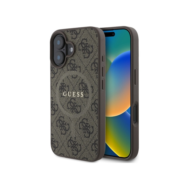 Kryt Guess 4G RING CLASSIC Logo pro iPhone 16 - hnědá