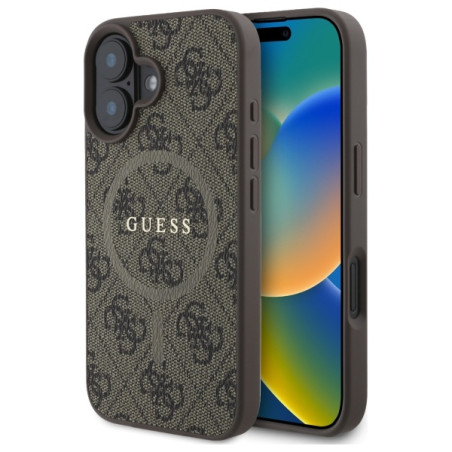 Kryt Guess 4G RING CLASSIC Logo iPhone 16 - hnědá