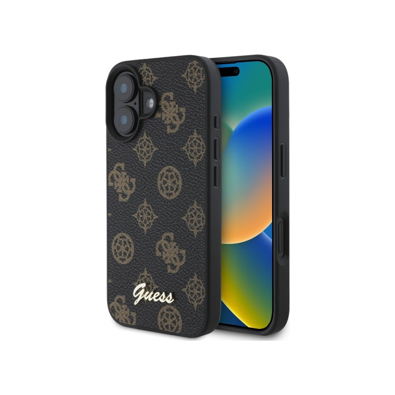 Kryt Guess Peony Script MagSafe pro iPhone 16 - černý