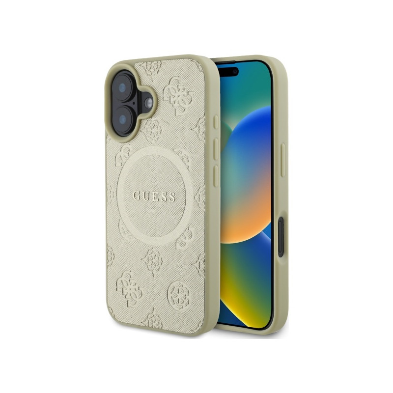 Kryt Guess SAFFIANO PEONY CLASSIC Logo pro iPhone 16 - zlatá