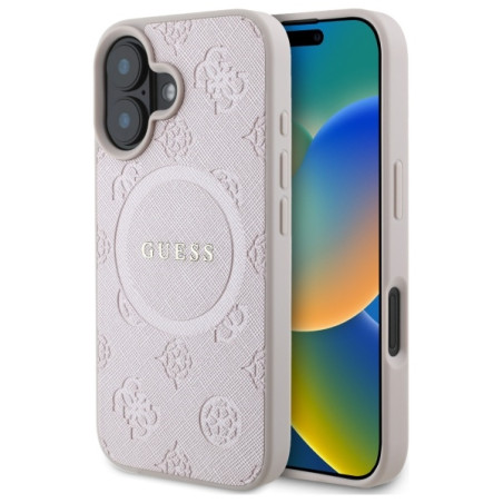 Kryt Guess SAFFIANO PEONY MagSafe pro iPhone 16 – růžová