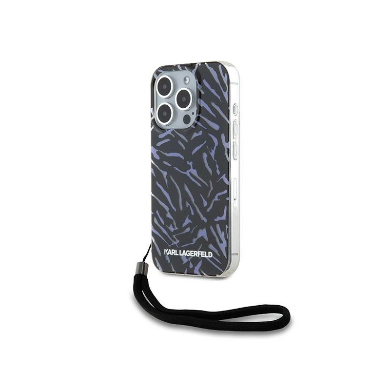 Kryt Karl Lagerfeld ZEBRA WITH CORD pro iPhone 15 Pro Max - fialová