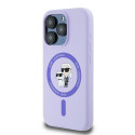 Kryt Karl Lagerfeld SILICONE KARL&Choupette pro iPhone 15 Pro - fialov