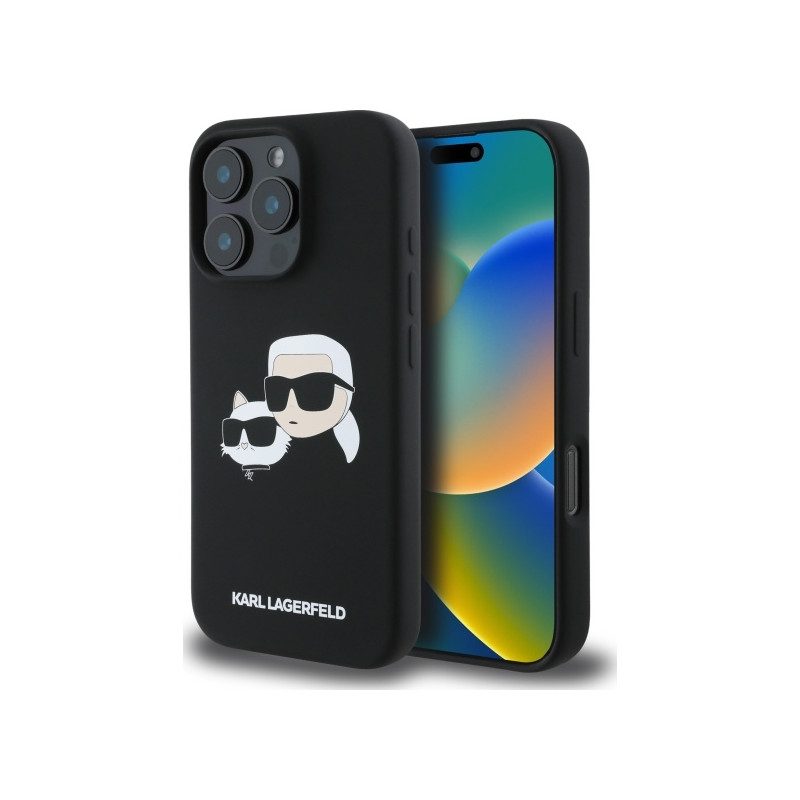 Kryt Karl Lagerfeld HEADS Print pro iPhone 16 Pro - černý