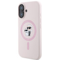 Kryt Karl Lagerfeld SILICONE KARL&Choupette pro iPhone 16 Plus - růž