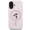 Kryt Karl Lagerfeld SILICONE KARL&Choupette pro iPhone 16 Plus - růž