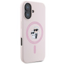 Kryt Karl Lagerfeld SILICONE KARL&Choupette pro iPhone 16 Plus - růž