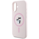 Kryt Karl Lagerfeld SILICONE KARL&Choupette pro iPhone 16 Plus - růž