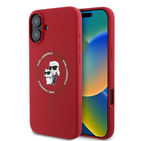 Kryt Karl Lagerfeld SILICONE Karl&Choupette pro iPhone 16 Plus červen