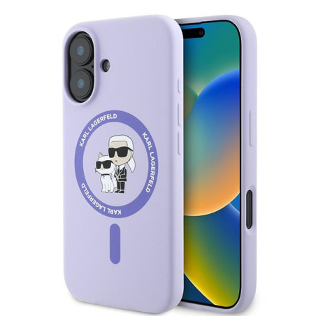 Kryt Karl Lagerfeld Silicone Karl&Choupette Heads pro iPhone 16 Plus -