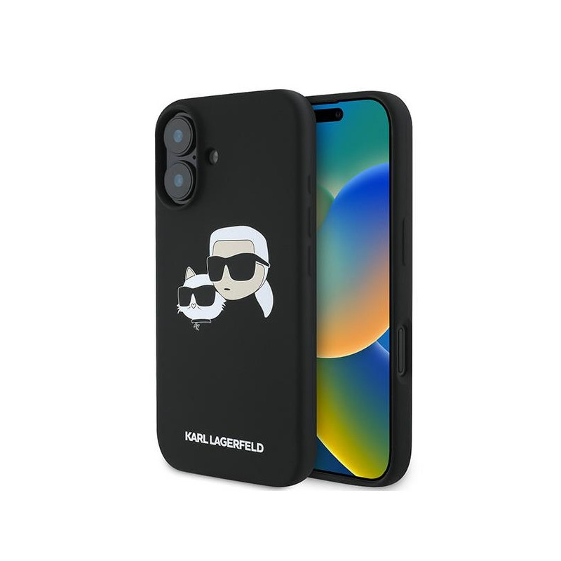 Kryt Karl Lagerfeld NAUBĒL HEADS pro iPhone 16 Plus - černý