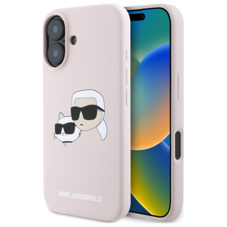 Kryt Karl Lagerfeld SILICONE NAUBLE HEADS iPhone 16 - růžová