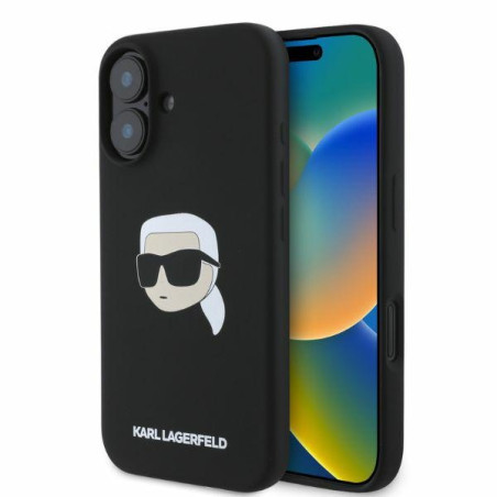Kryt Karl Lagerfeld SILICONE Karl Head Print iPhone 16 černý