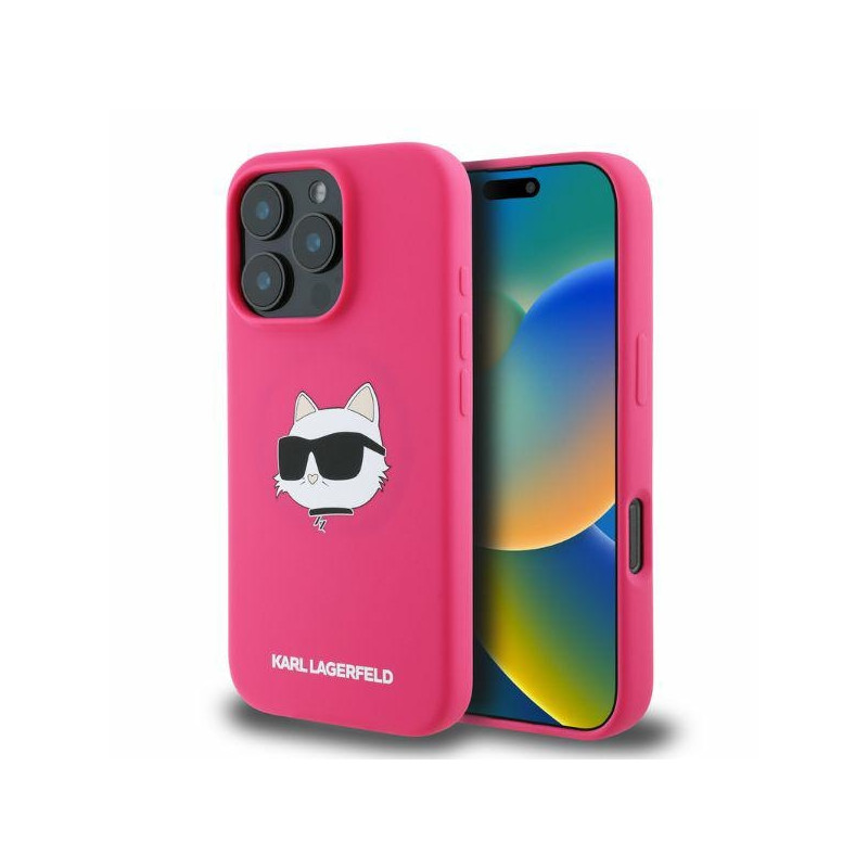 Kryt Karl Lagerfeld CHOUPETTE Head Print pro iPhone 16 Pro Max - fuchsiová